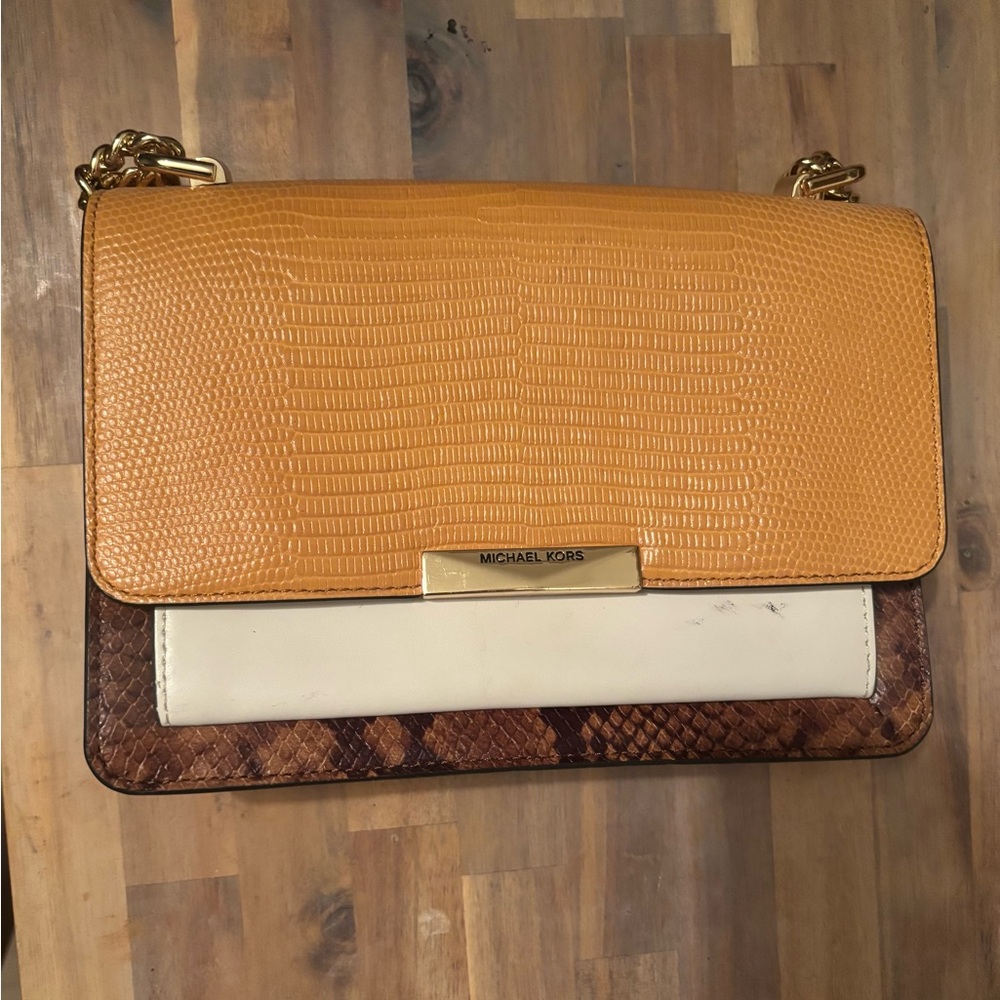 Michael Kors Tan and Brown Leather Shoulder Bag